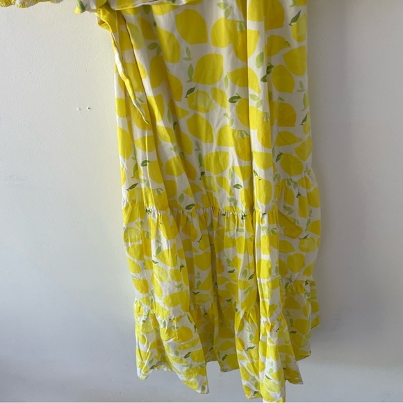 Anthropologie Hutch Lemon print V-Neck Tiered Wrap Midi Dress 37363 - Picture 5 of 16